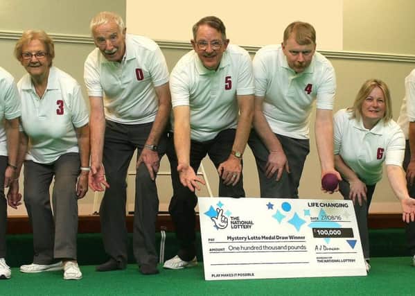 Members of Melton Bowls Club play a special match to help an appeal to find the owner of an unclaimed Â£100,000 Lottery tickets which was bought in the Melton or Charnwood areas EMN-170217-121538001