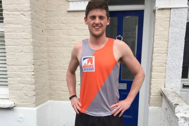 Freddie Allen in his Brooke running vest ahead of the London Marathon
PHOTO: Supplied