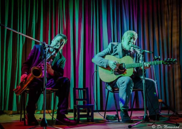 Musician Gordon Haskell performs with saxophone player Paul Young PHOTO: Di Norwood