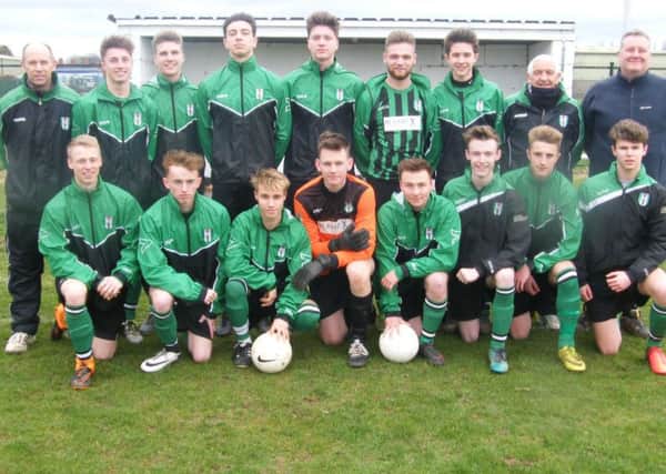Melton Foxes Under 18s with Colin Wilkinson of sponsors Planet-X (right). Missing from picture is Jimmi Cox of sponsors BAC Electricals EMN-170228-170637002