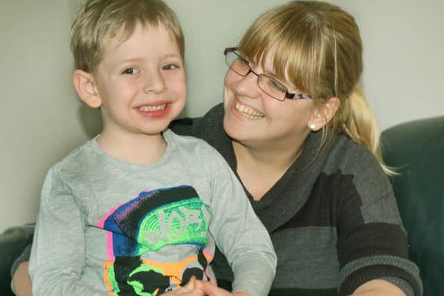 Melton mum Kerry Michelson with son Harvey (4), who has undergone three bouts of open heart surgery at the children's heart unit at Glenfield Hospital in Leicester EMN-170227-123934001
