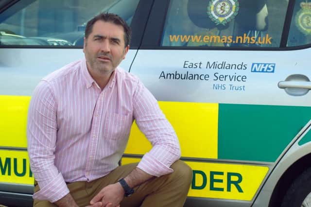 Dr Leon Roberts, with the vehicle he uses to attend emergencies as part of the volunteer response organisation, the East Midlands Immediate Care Scheme (EMICS) EMN-170227-123917001