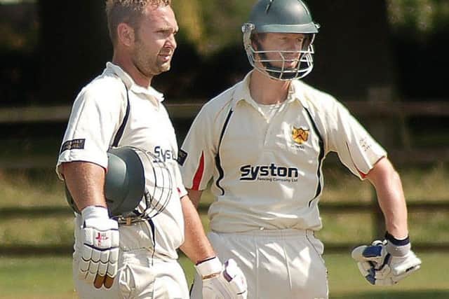 Tom Flowers (left) with Barkby team-mate and former Leicestershire CCC batsman Matt Boyce EMN-170703-130126002