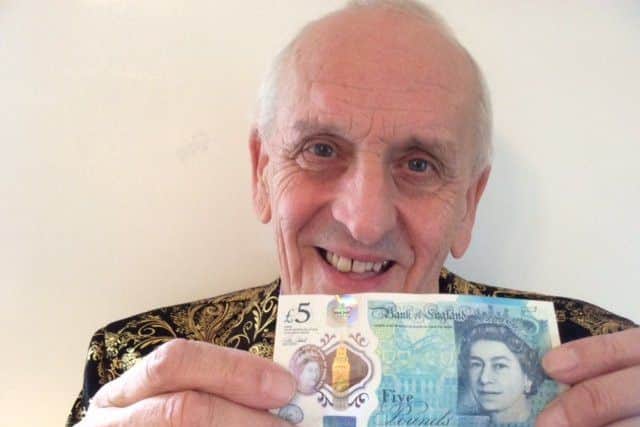 World-renowned micro-engraver Graham Short who etched Jane Austen portraits on a limited edition fiver which could be worth more than £20,000 to a lucky Melton shopper after being spent secretly at Ye Olde Pork Pie Shoppe in December 2016. EMN-171101-155129001