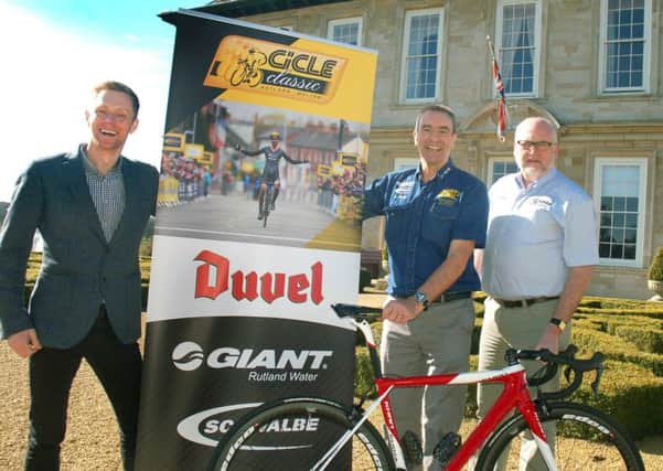 CiCLE Classic race director Colin Clews (middle) is pictured with assistant race director Kelvin Hoy (right) and David Middlemiss, managing director of Giant Rutland Cycling, one of the race's chief sponsors EMN-170903-143824002