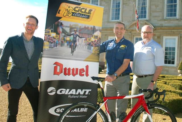CiCLE Classic race director Colin Clews (middle) is pictured with assistant race director Kelvin Hoy (right) and David Middlemiss, managing director of Giant Rutland Cycling, one of the race's chief sponsors EMN-170903-143824002