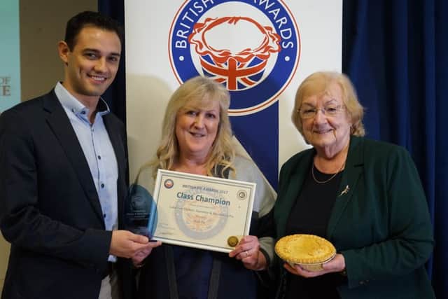 Kath Walmsley of Old Dalby piemakers Nice Pie wins an award at the British Pie Awards 2017 EMN-170313-124603001