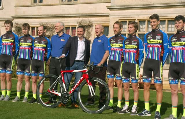 Metaltek Kuota team at their official season launch Stapleford Park with team owner Andy Swain (in jacket) and coach Colin Sturgess to his right EMN-170316-145850002