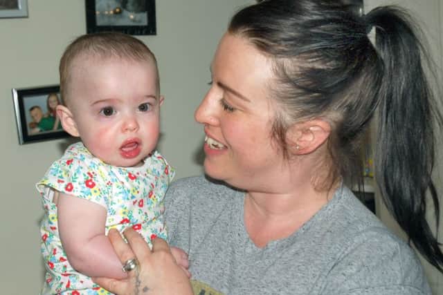 Adele Pedley and daughter Leia, who is recovering from a rare heart defect, at their Melton home EMN-170329-092620001