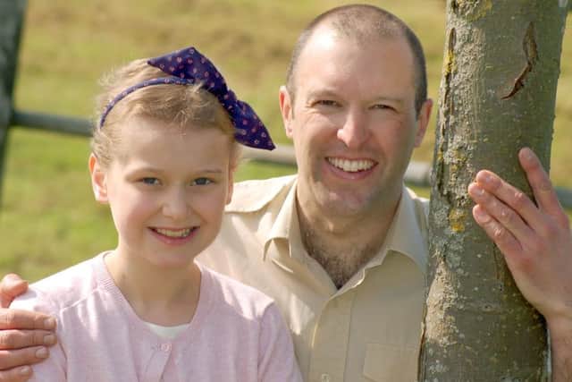 Ben Moore, who is riding a charity flat race, with daughter Grace EMN-171004-132509001