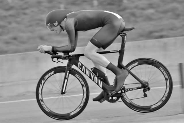 Melton cyclist Jamie Haines in time trial action PHOTO: Brian Hall EMN-171204-104128002