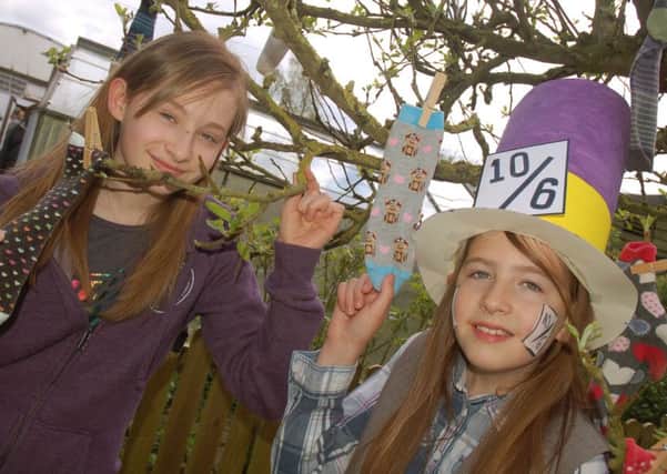 Sisters Daisy and Chloe Kenwood explore the sock orchard PHOTO: Tim Williams