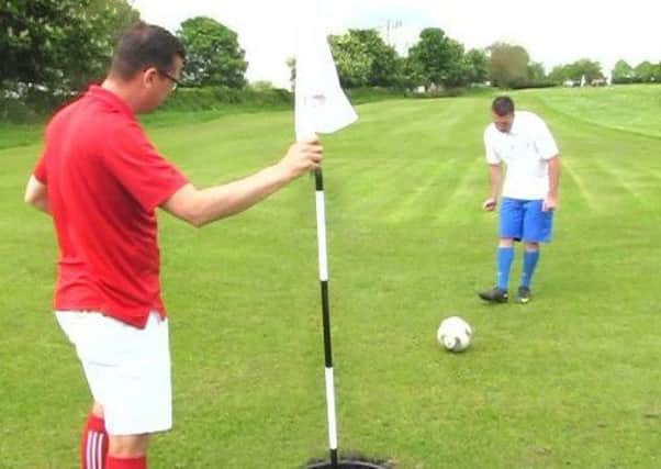 FootGolf action from one of the Sysonby Acres greens EMN-171204-170342002