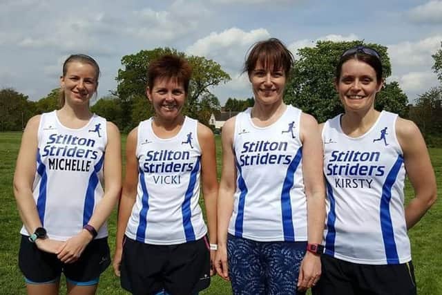 The Striders quartet of, from left, Michelle Farlow, Vicki Lowe, Liz Goodbourn and Kirsty Black all completed the London Marathon EMN-170205-122702002