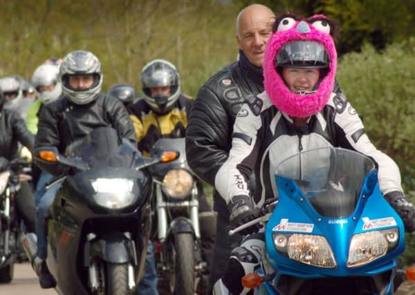 The riders set off on their way to Wistow on Claire Lomas' Ride2Recovery charity rideout EMN-170805-163416001