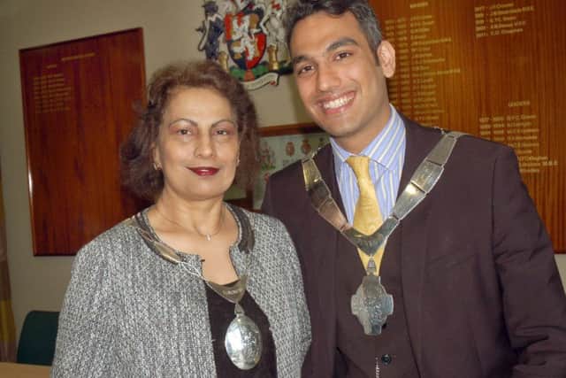 Mayor of Melton, Councillor Tejpal Bains, with his mother Raj, who is acting as his consort during his term of office EMN-170516-112751001