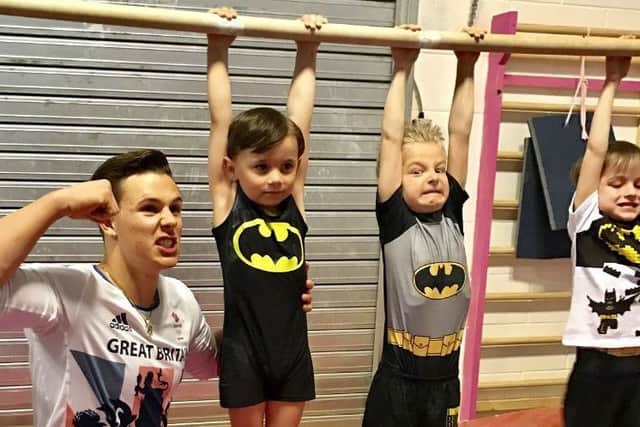 British Olympian Brinn Bevan and children at Sleaford Elite Gymnastics Club EMN-170529-153935002