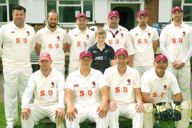 Melton Mowbray First XI, from left, back - Simon Brown, Vinny Musson, Lee Middleton, Liam Tew (scorer), Simon Claricoates, Mike Roberts; front - Ben Redwood, Carel Fourie, Karl Tew, Pete Humphries. EMN-170530-121108002