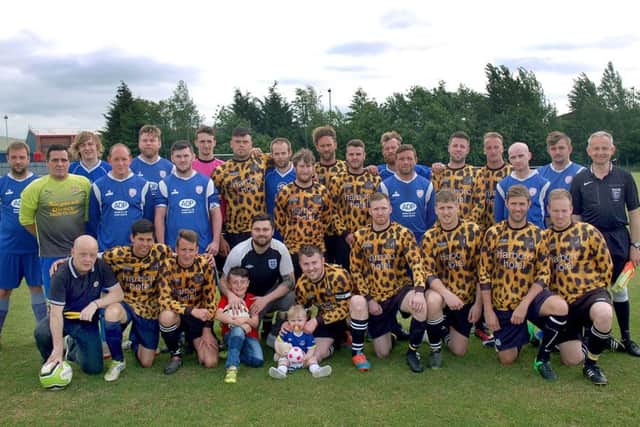 Teams line up for the 2017 Bobby Barnard Charity Cup match, part of a fundraising day in Melton EMN-170530-123007001