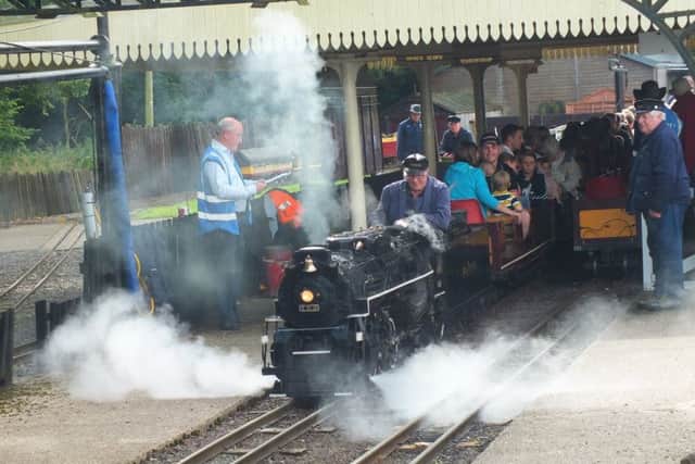 Children and adults prepare to ride around the Stapleford Miniature Railway line PHOTO: Supplied