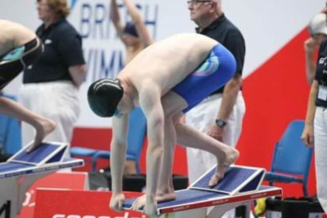 Will Graham on the starting blocks at the British Championships 100m butterfly final EMN-170614-085310002