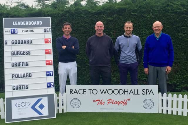 Petfoods Trophy winner Steve Goddard (second left) and runner-up Phil Curtis (right) are hoping for a return to the Race to Woodhall Spa final EMN-170627-191211002