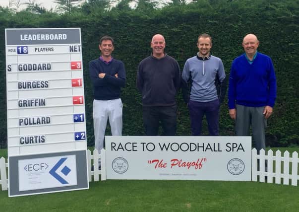 Petfoods Trophy winner Steve Goddard (second left) and runner-up Phil Curtis (right) are hoping for a return to the Race to Woodhall Spa final EMN-170627-191211002