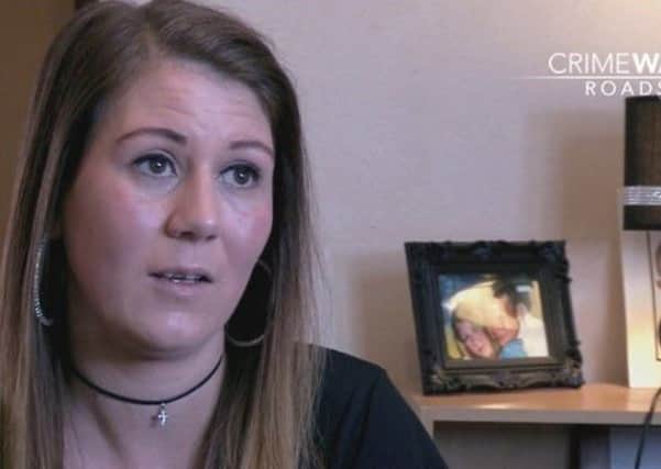 Kayley Hicken, the victim of a 'hit and run' incident in Thurmaston, is pictured being interviewed on BBC TV show Crimewatch EMN-170628-142750001