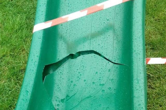 A slide damaged by vandals in School Lane, Harby EMN-170307-095758001