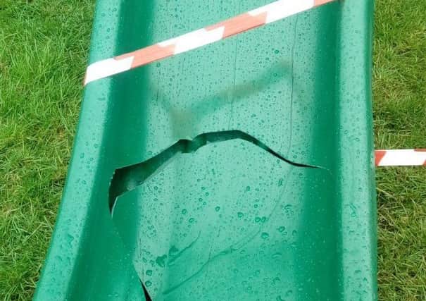 A slide damaged by vandals in School Lane, Harby EMN-170307-095758001