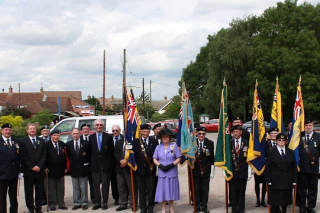 Jennifer, Lady Gretton with branch members, branch president, Graham Shipman and Standard Bearers from Royal British Legion branches across the East Midlands PHOTO: Melanie Davies