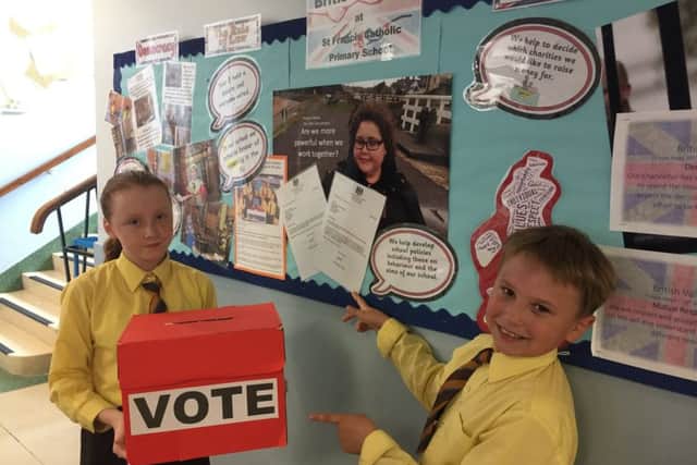 Finlay and Eleanor with the school's letter from the Prime Minister PHOTO: Supplied