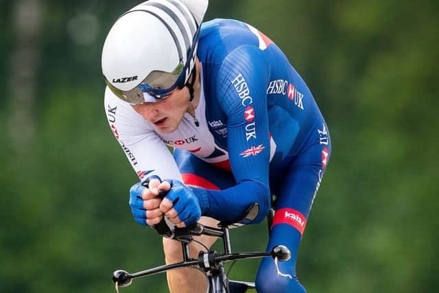 Simon Price during his bronze medal run in the men's C2 time trial. EMN-170507-112801002
