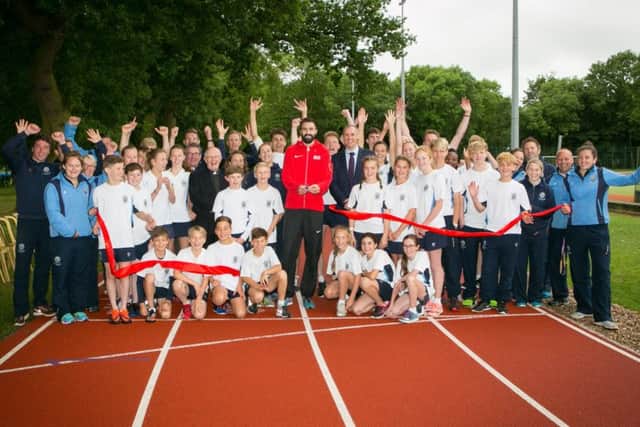 Martyn Rooney ran a relay leg on Ratcliffes new track EMN-170707-165243002