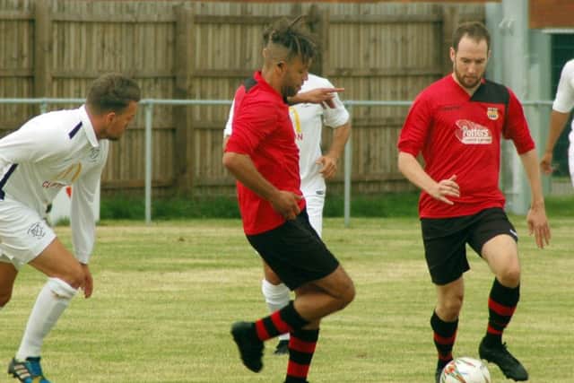 Liam Ambrose and Ben Lapworth in action for Town EMN-171107-185449002