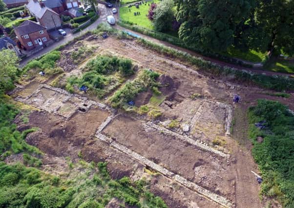 The foundation of a medieval manor house which stood in Croxton Kerrial from the 12th to the 15th century EMN-170717-153506001