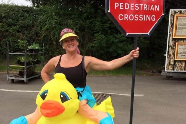 Louise Booth waddling around the village PHOTO: Supplied
