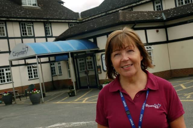 Eileen Bagguley outside the Carpenters Arms, at Six Hills, which provides residential rehabillitation for men suffering from addictions EMN-170721-133008001