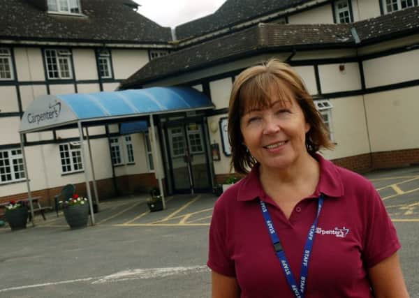 Eileen Bagguley outside the Carpenters Arms, at Six Hills, which provides residential rehabillitation for men suffering from addictions EMN-170721-133008001