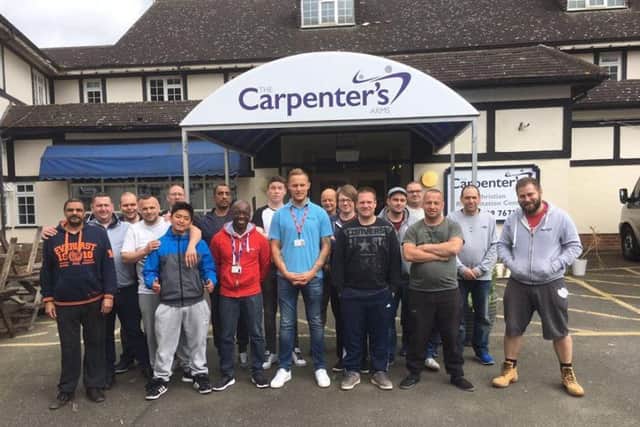 Some of the residents at the Carpenter's Arms, a residential rehab hostel for men recovering from addictions, at Six Hills EMN-170721-133904001