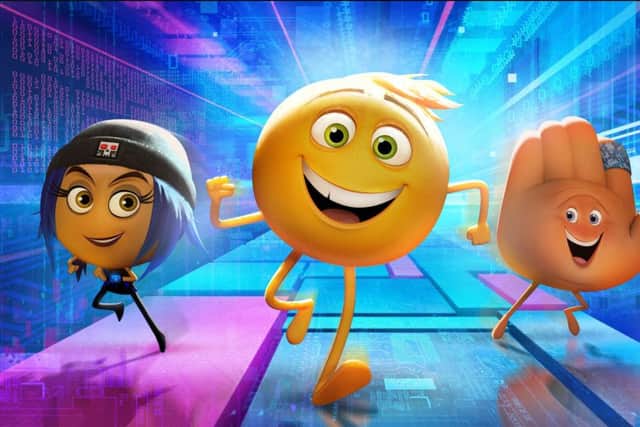 Hacker emoji Jailbreak, Gene and his handy best friend Hi-5 PHOTO: PA Photo/Columbia Pictures/Sony Pictures Animation