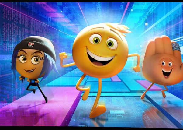 Hacker emoji Jailbreak, Gene and his handy best friend Hi-5 PHOTO: PA Photo/Columbia Pictures/Sony Pictures Animation
