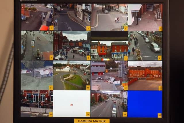 A screen showing live footage from the 16 CCTV cameras positioned around Melton EMN-170708-162054001