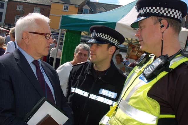Lord Willy Bach with Insp Gavin Drummond and Sergeant Mark Williams EMN-170815-160630001