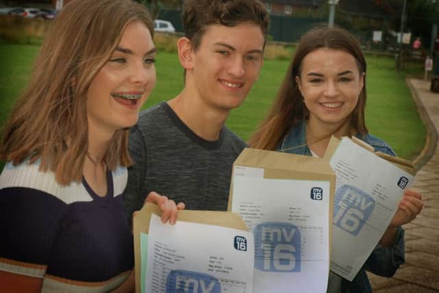 MV16 A-level students Amy Comforth, Louie Miles and Ella Langston EMN-170817-141041001
