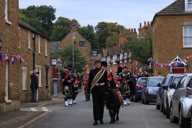 Pony Major Antoni Boyer and the Seaforth Highlanders lead the parade through Somerby.
PHOTO Melanie Davies EMN-170913-143651001
