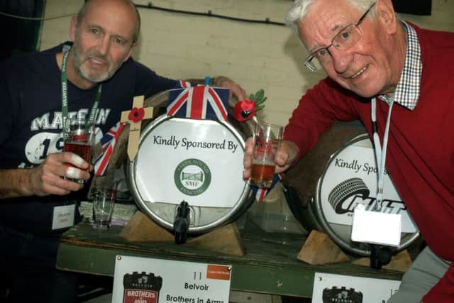 Cellar manager John Arthur and Bill Flint with Belvoir Brewery's 'Brothers in Arms' ale PHOTO: Tim Williams