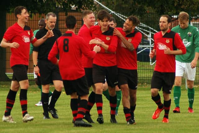 Town celebrate the game's opening goal EMN-170919-085316002