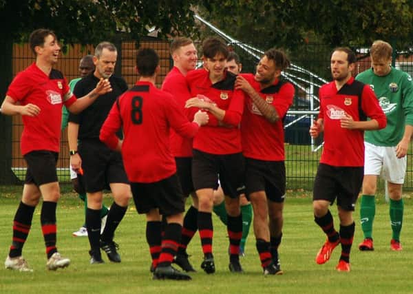 Town celebrate the game's opening goal EMN-170919-085316002