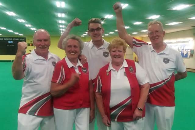 The victorious Melton team, from left, Peter White, Eva Radford, Jordan Butcher, Sue Dixon and captain John Robinson EMN-170921-110438002
